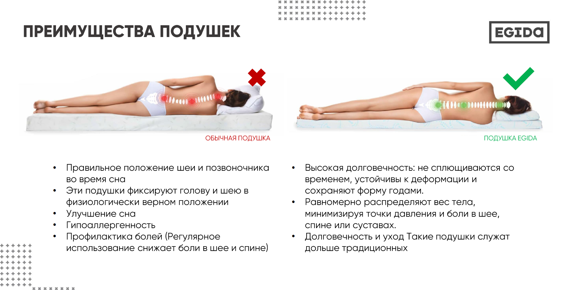 Подушка Эргономическая 60*40 (10/12 см.) VE3015Р