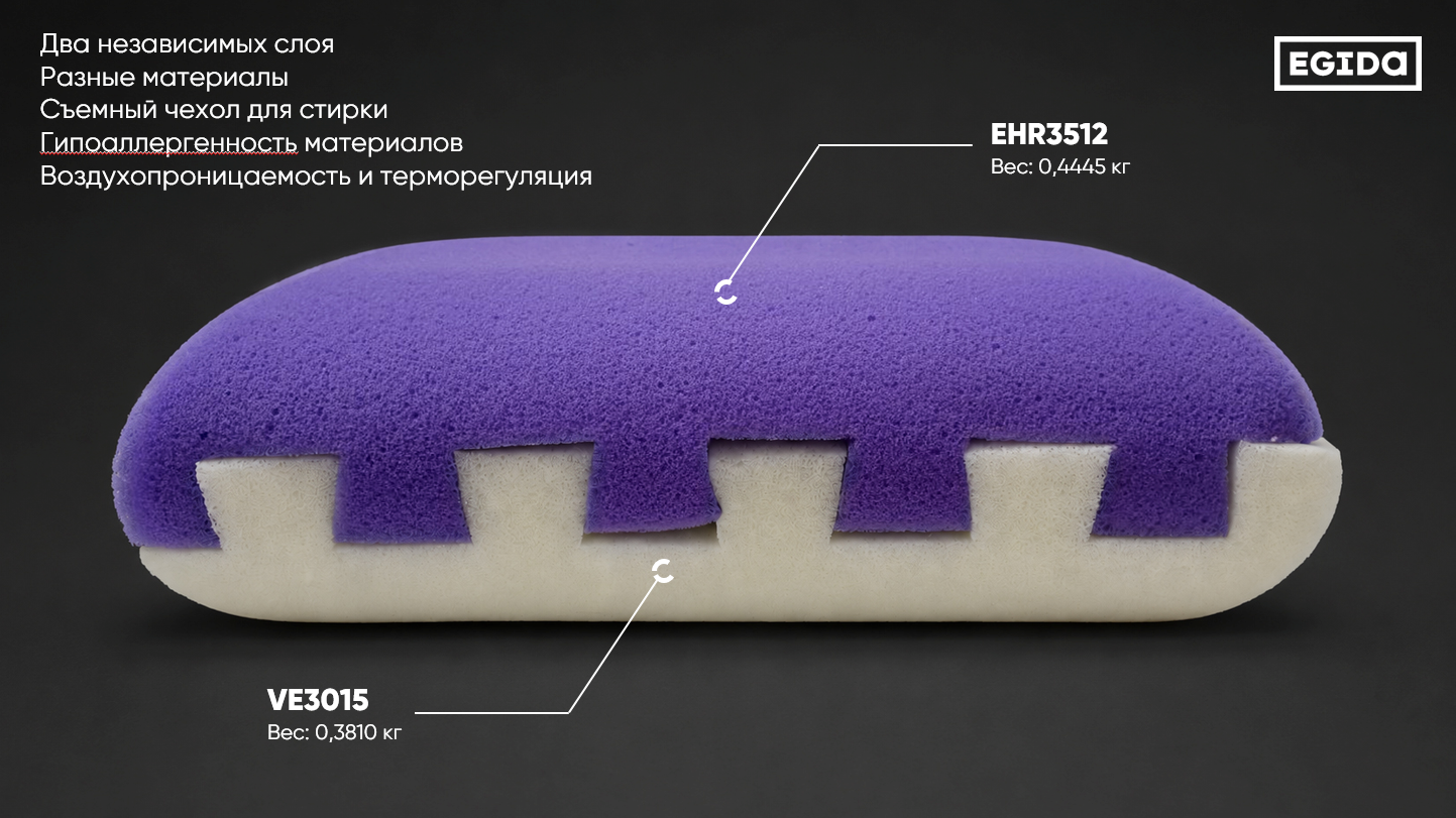 Подушка Двусоставная 58*38 (13 см.) EHR3512 и EHR3512